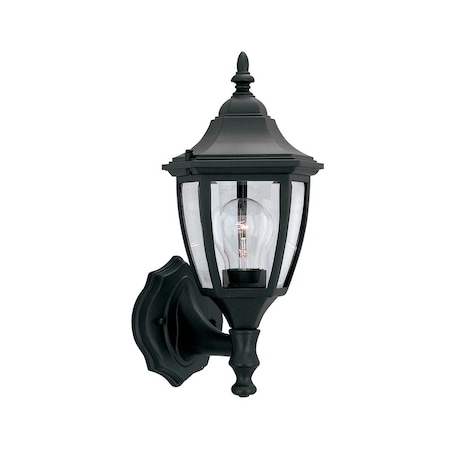 Designers Fountain Waterbury 14.25in Black 1-Light Outdoor Line Voltage Wall Sconce, Bulb Not Included 2462-BK